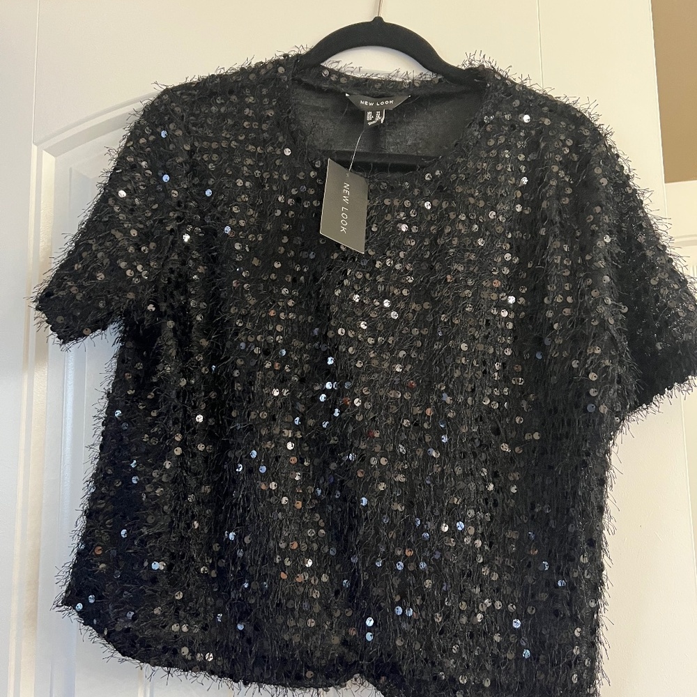Black Sequin Oversized T-Shirt